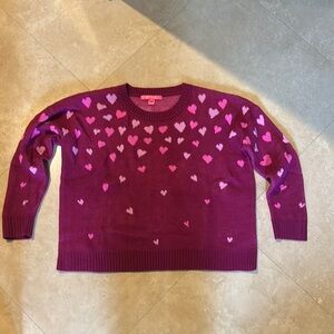 Lilly Pulitzer Elizabelle Sweater Mulberry Ombre Heart Jacquard #015104 Sz L